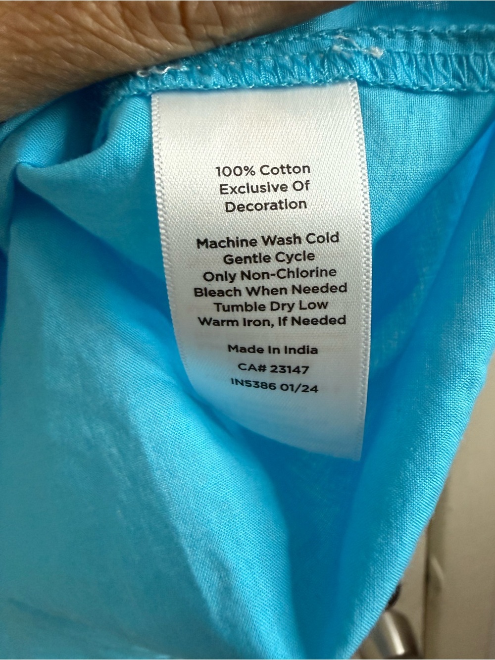 Talbots blue and vibrant light green, voile, embroidered cotton popover top MP - Picture 8 of 8